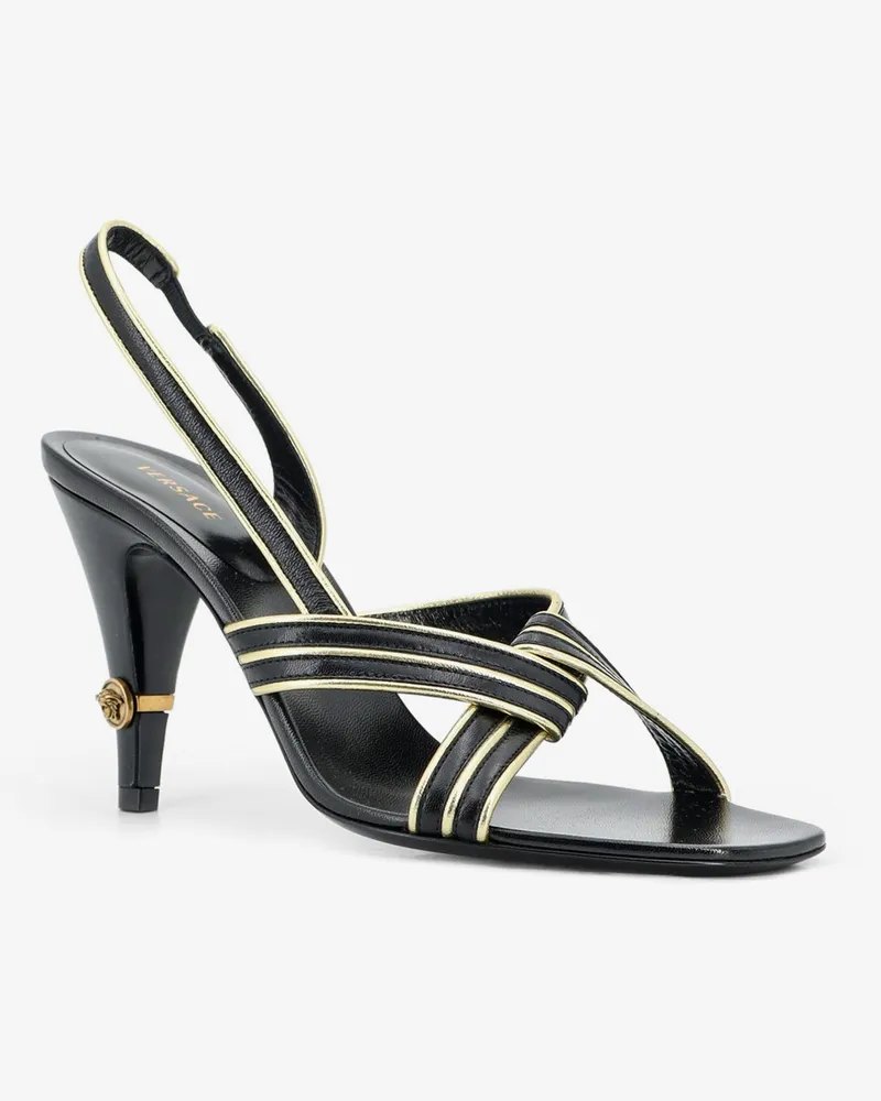Versace Women's Sandals Gianni Black Leather Black