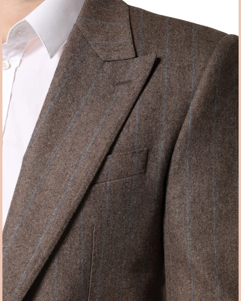 Dolce & Gabbana Men's Brown Stripes Single Breasted Blazer Virgin Wool Clothing Brown