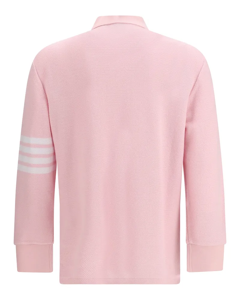 Thom Browne Men's Piqué Long-Sleeve Polo Lt Pink Cotton Shirts T-shirts And Polos Pink