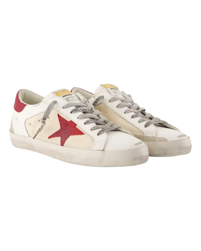 Golden Goose Men's Super Star Sneakers -  Leather Beige Calfskin Shoes Beige