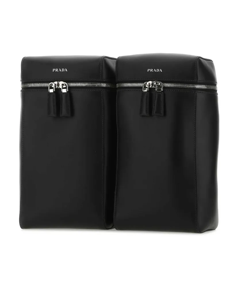 Prada Men's Black Leather Backpack F0002 Zaini Black