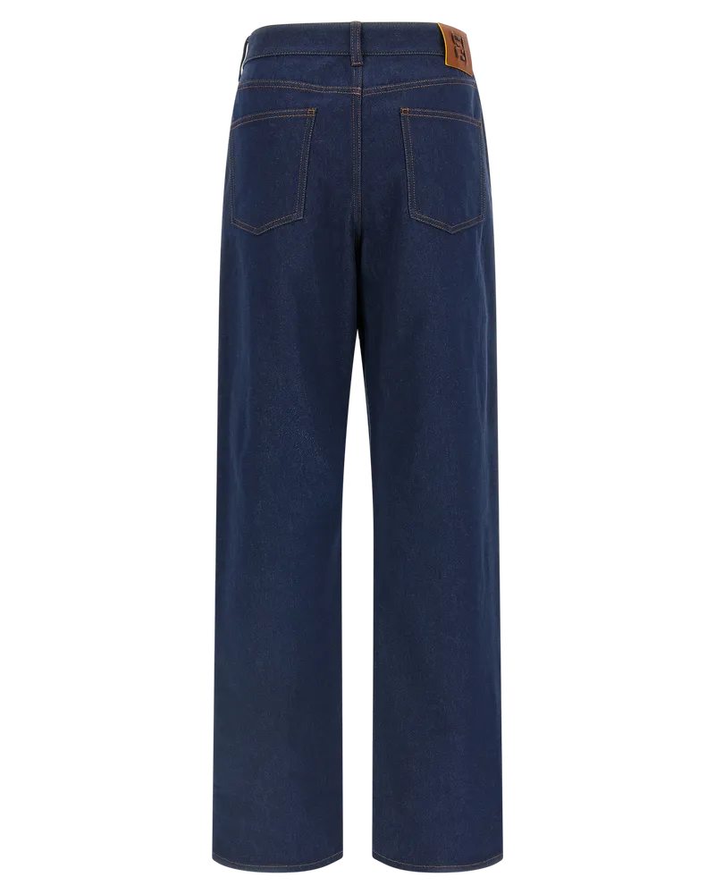 Fendi Wide-Leg Cotton Denim Jeans — Blue Blue