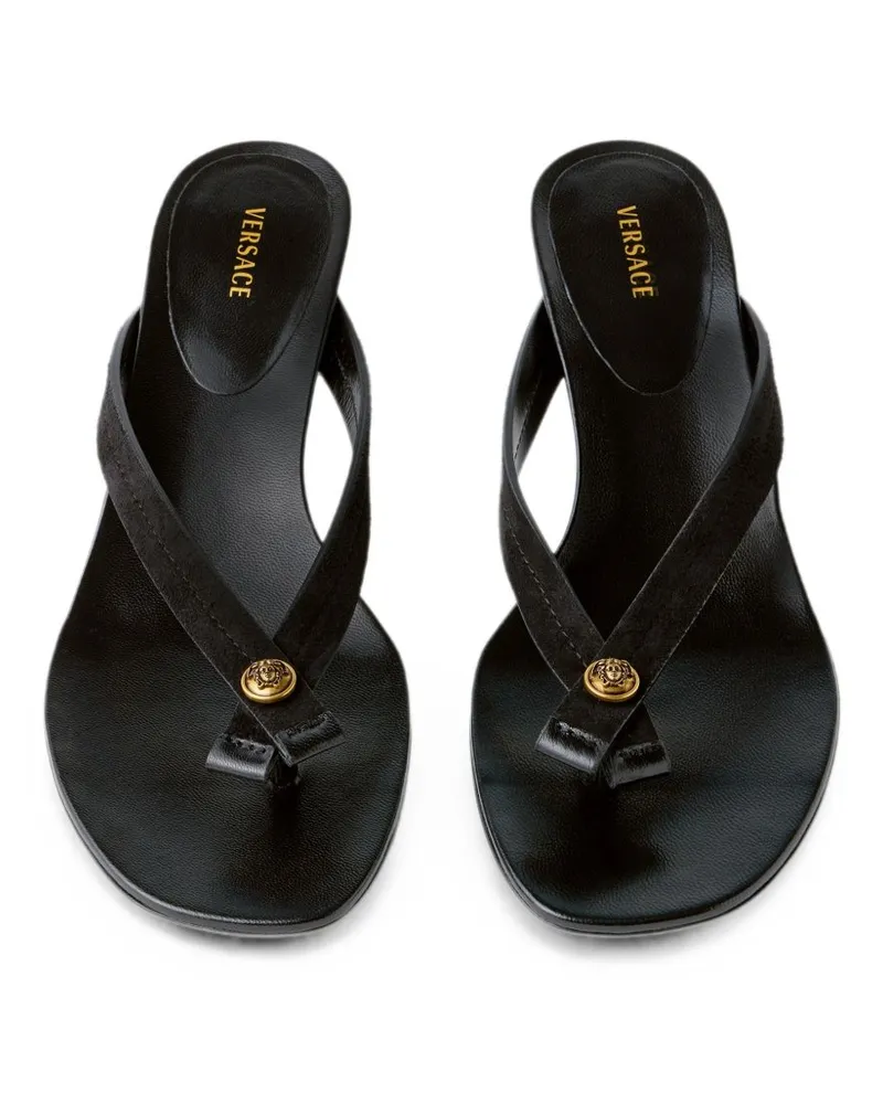 Versace Leather Thong Sandal — Black Black