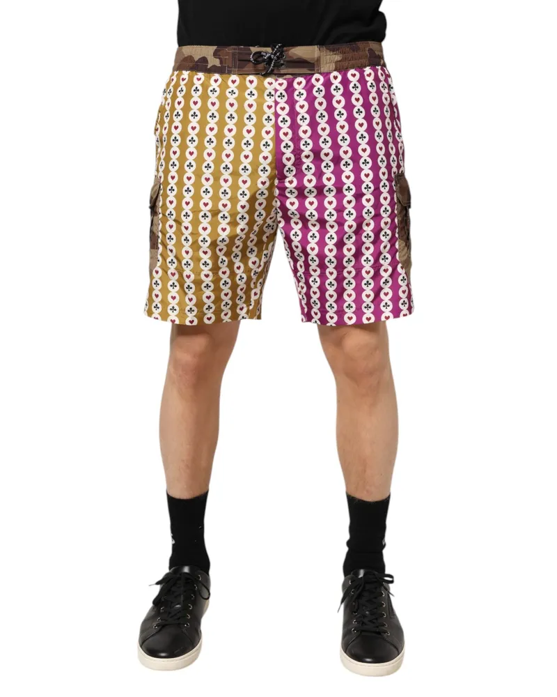 Dolce & Gabbana Men Multicolor Playing Card Camouflage Shorts Swimwear Polyester Multicolor