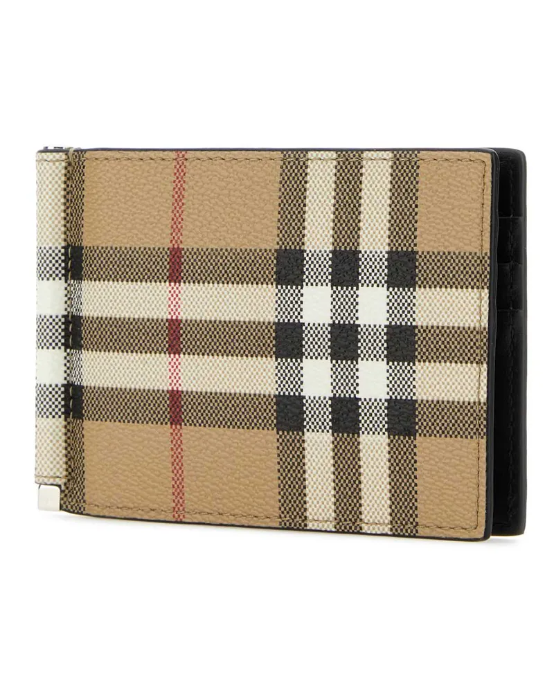 Burberry Men's Printed Canvas Cardholder Archivebeige Exterior: Polyurethane Cotton Portafogli Wallet Beige