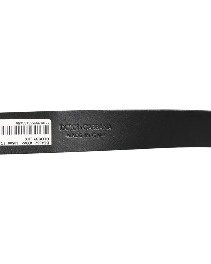 Dolce & Gabbana Men's Brown Glossy Leather Classic Metal Buckle Belt Brown