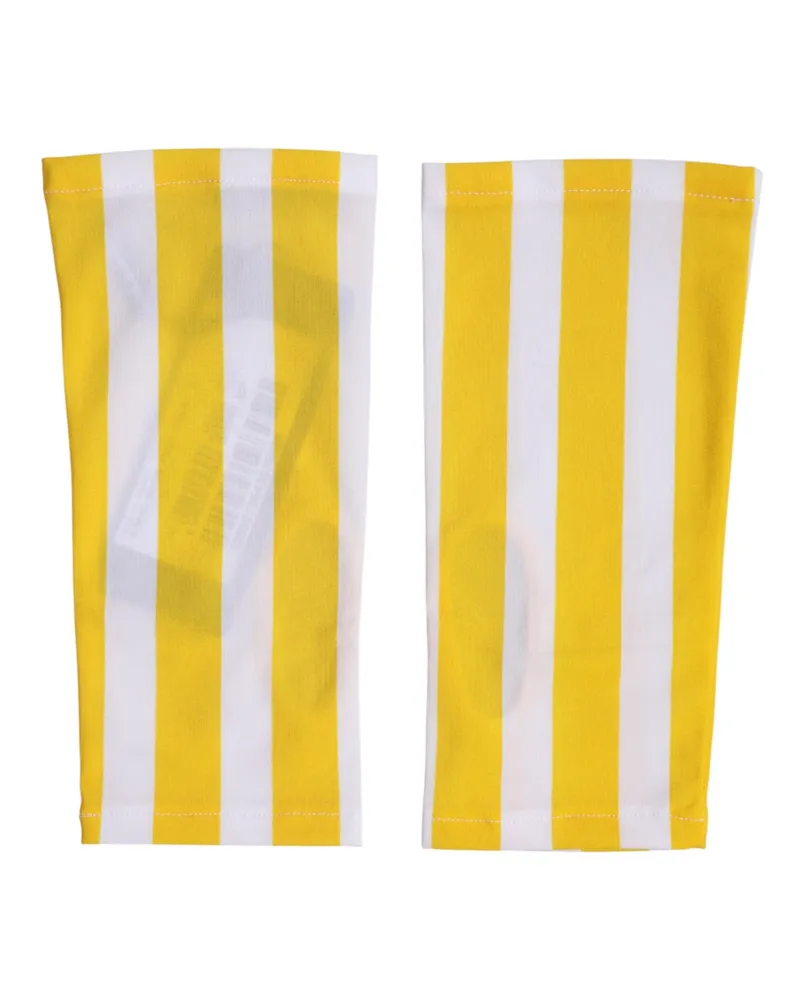 Dolce & Gabbana Women Yellow White Nylon Fingerless Wrist Length Gloves 07+pa Yellow
