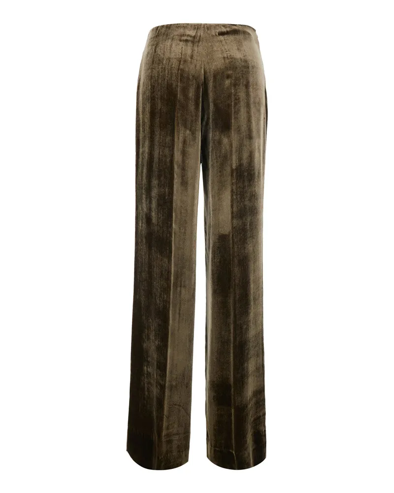 P.A.R.O.S.H. Women Oversized Velvet Trousers Brown Viscose Brown