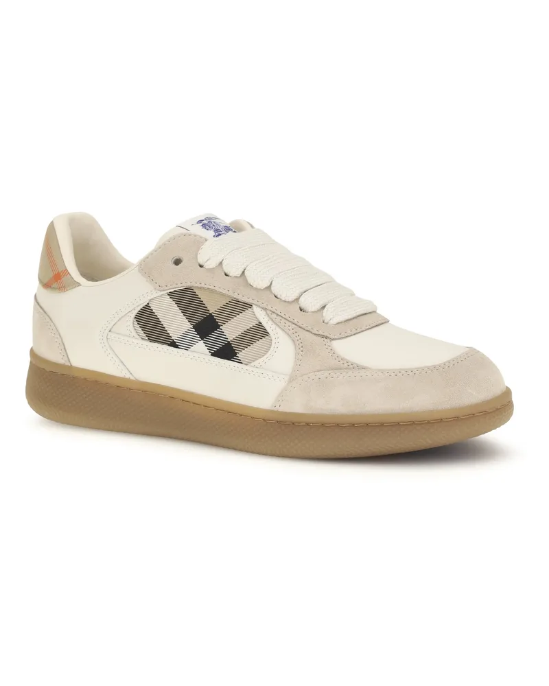 Burberry Women's Terrace Leather And Check Sneakers Dvbeige-Gry-Sndipchk Dvbeige/gry/sndipchk Beige