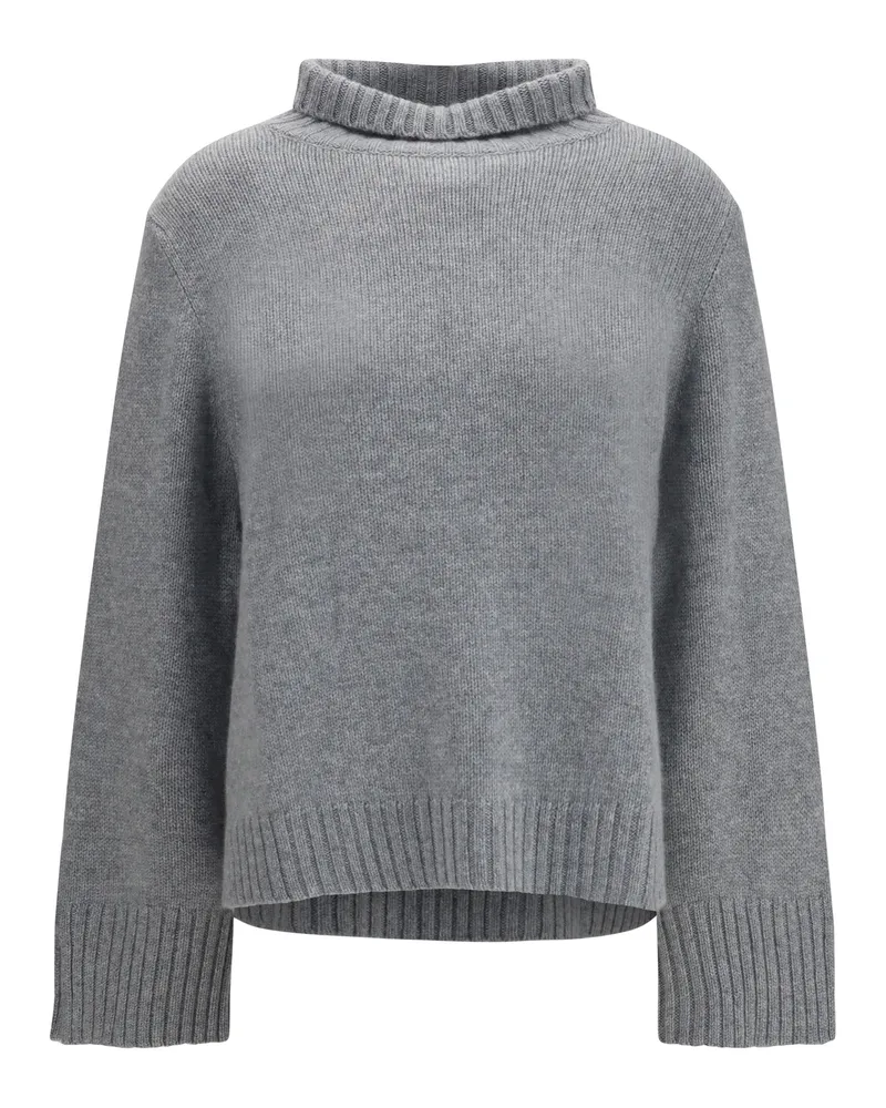 ALLUDE Cashmere Turtleneck Sweater — Gray Gray