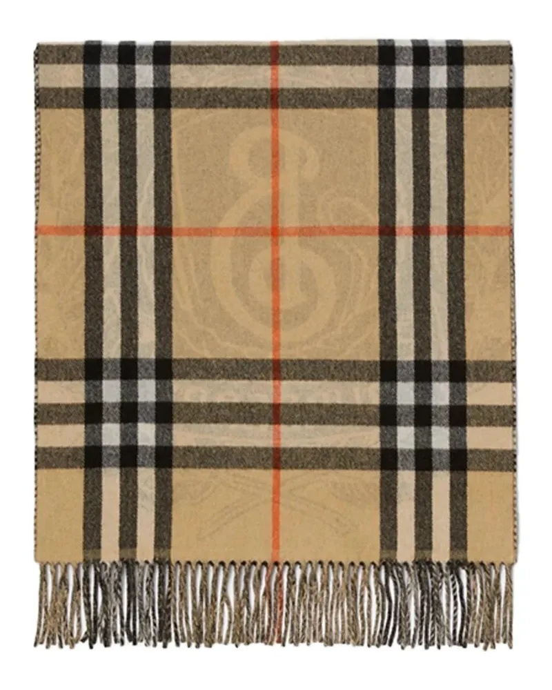 Burberry Reversible Cashmere Jacquard Scarf — Beige Beige