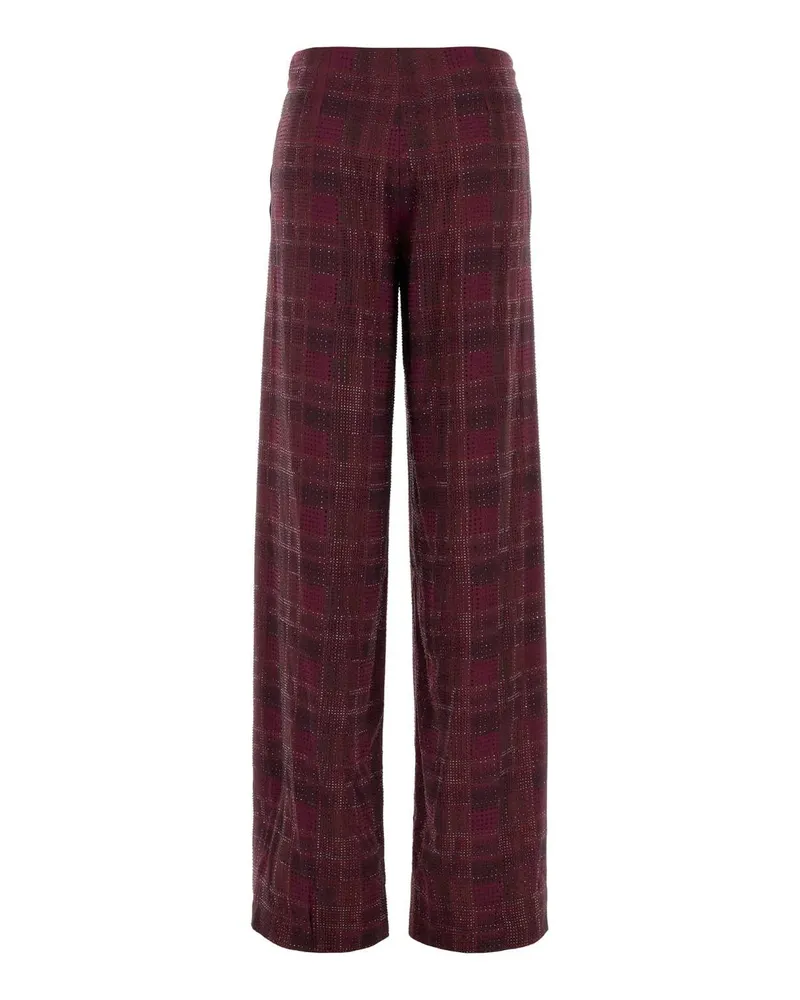 Ermanno Scervino Women's Printed Silk Pant Bordeaux Exterior: Pantaloni Trousers Burgundy