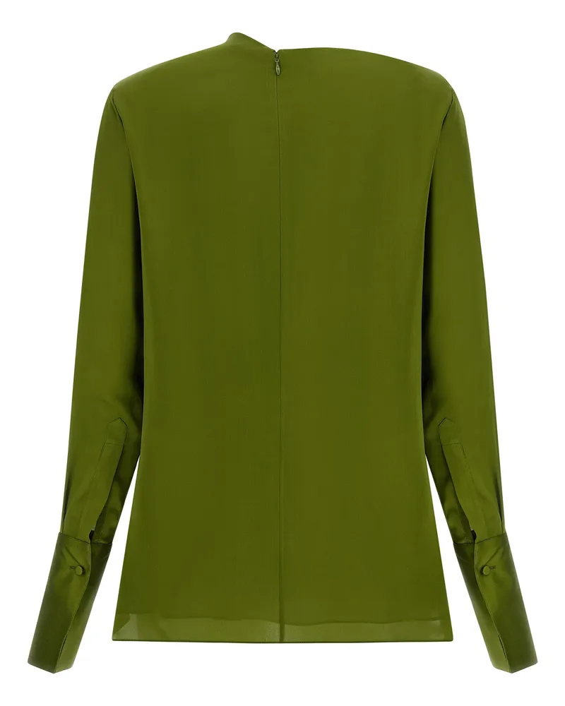 Tom Ford Women's Bicolor Silk Blouse Green