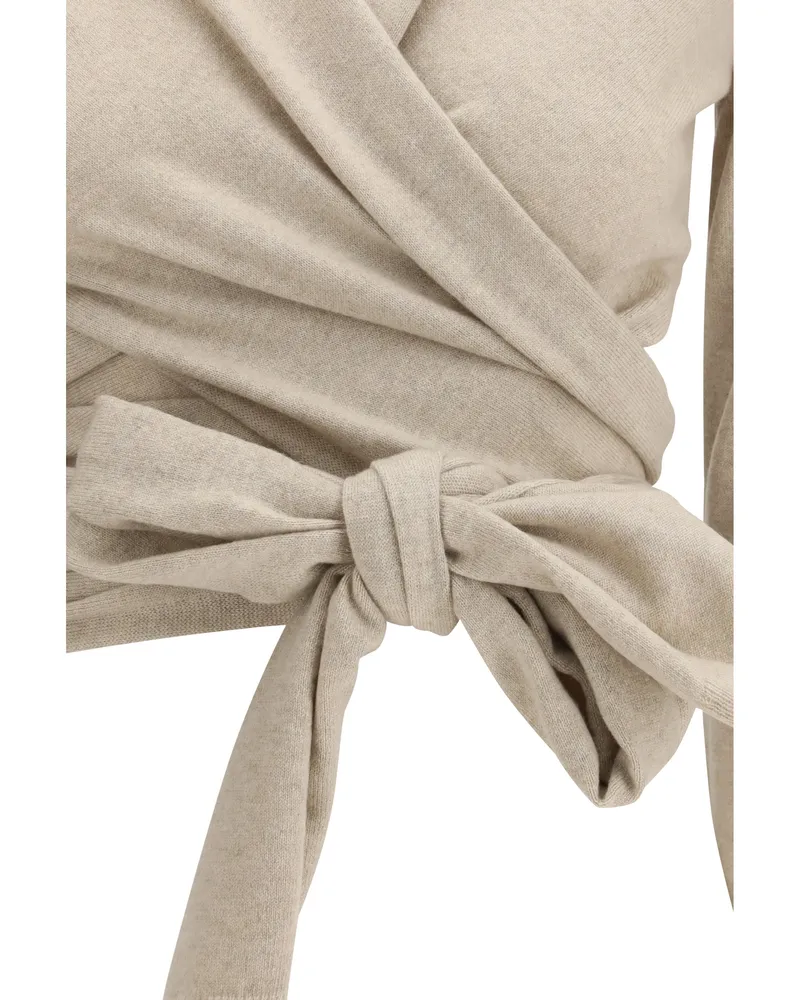 Alaïa Women's Wrap Top Sable Cashmere Tops Beige
