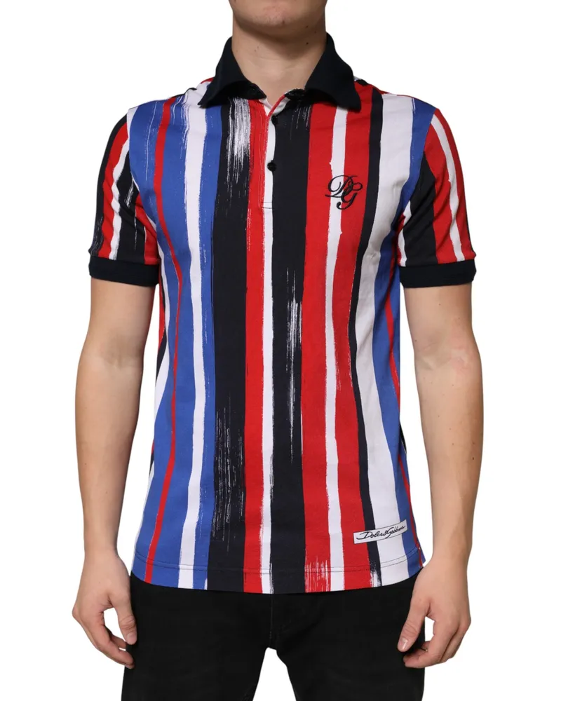 Dolce & Gabbana Men Striped Cotton Polo Multicolor Multicolor
