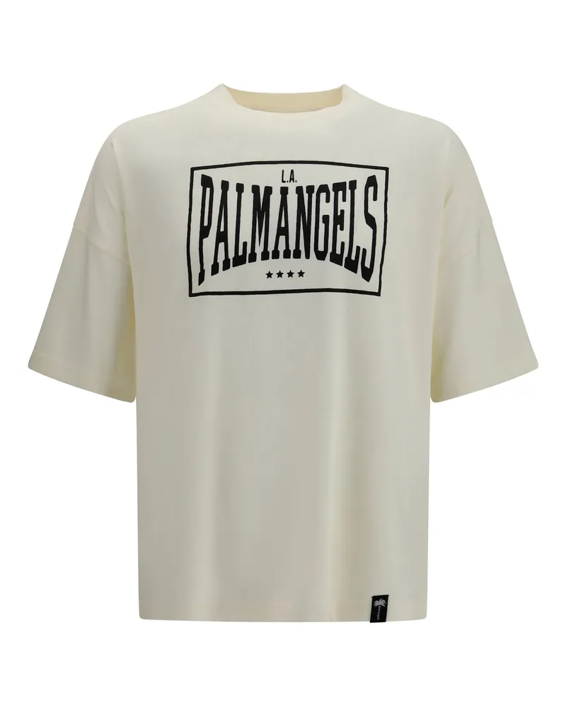 Palm Angels Men's T-Shirt Vintage Box Logo Off White-Black Cotton T-Shirts White/black And Polos White