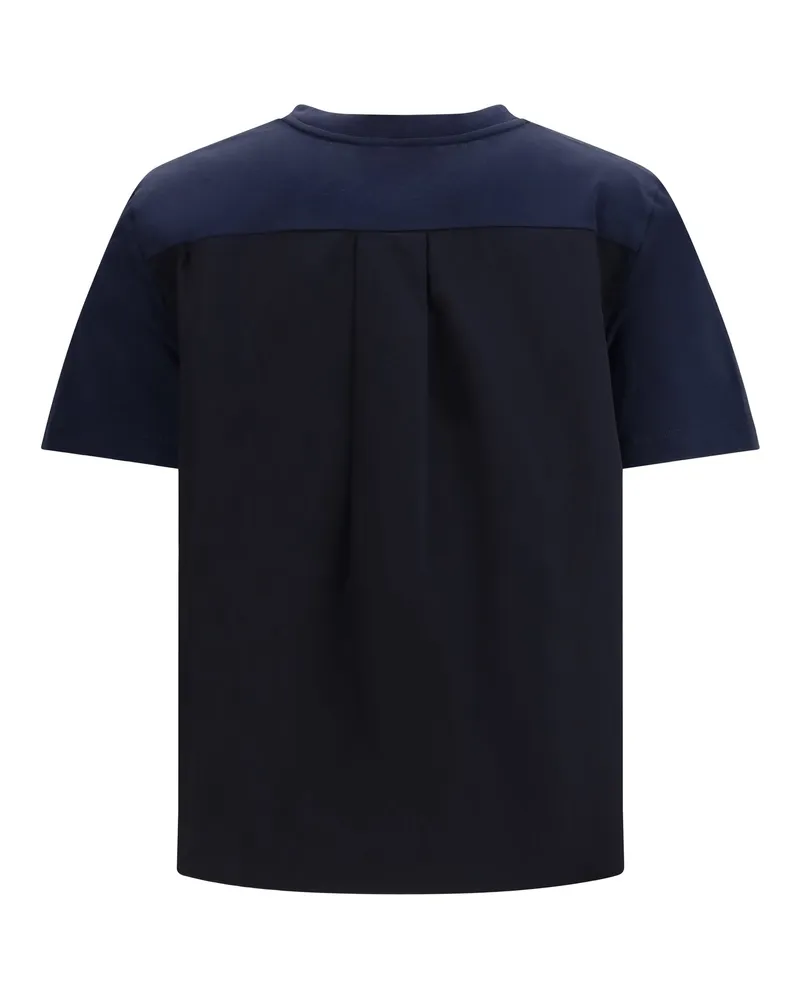 Marni Women's Embroidered Logo T-Shirt Blublack Cotton T-Shirts And Polos Navy
