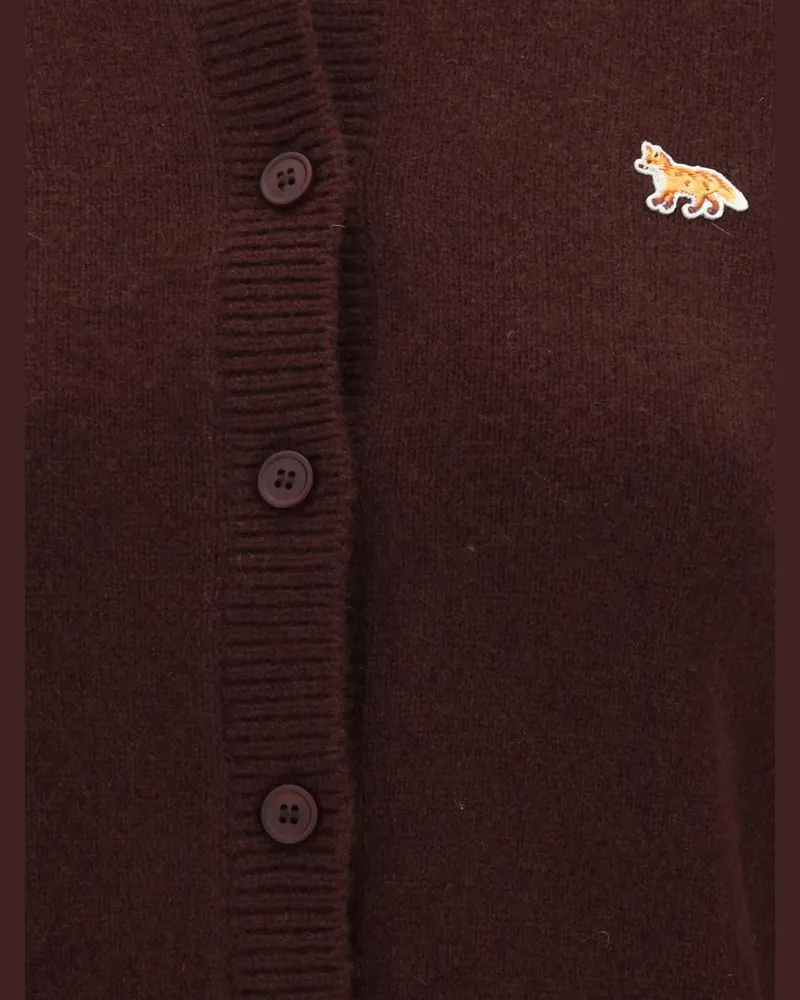 Kitsuné Wool Baby Fox Patch Cardigan — Brown Brown