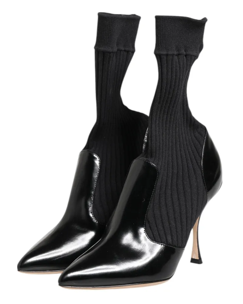 Dolce & Gabbana Women's Black Stretch Stilettos Booties Socks Shoes 05+ny+20lf Black