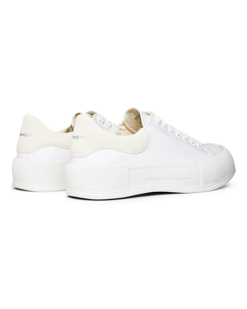 Alexander McQueen Women's Deck Plimsoll Lace Up Sneakers White Shoes White