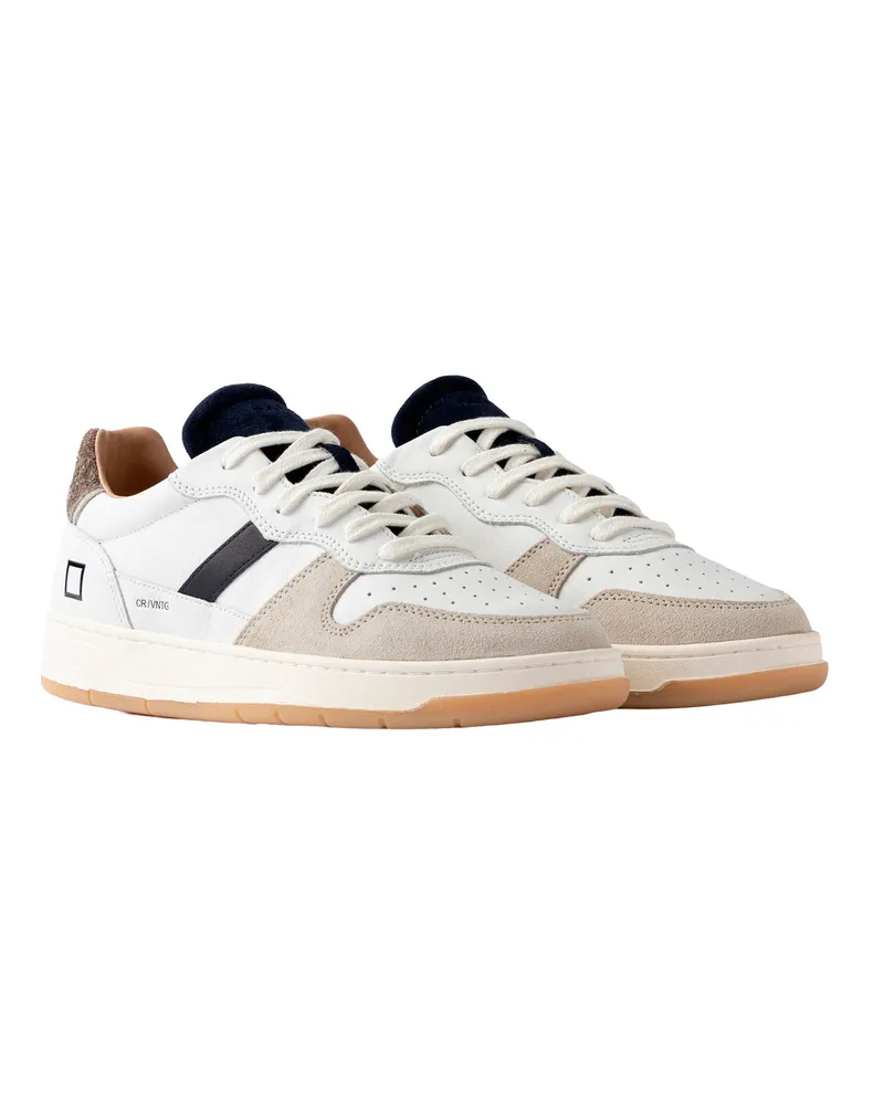 D.A.T.E. Perforated Suede Low-Top Sneaker — White White