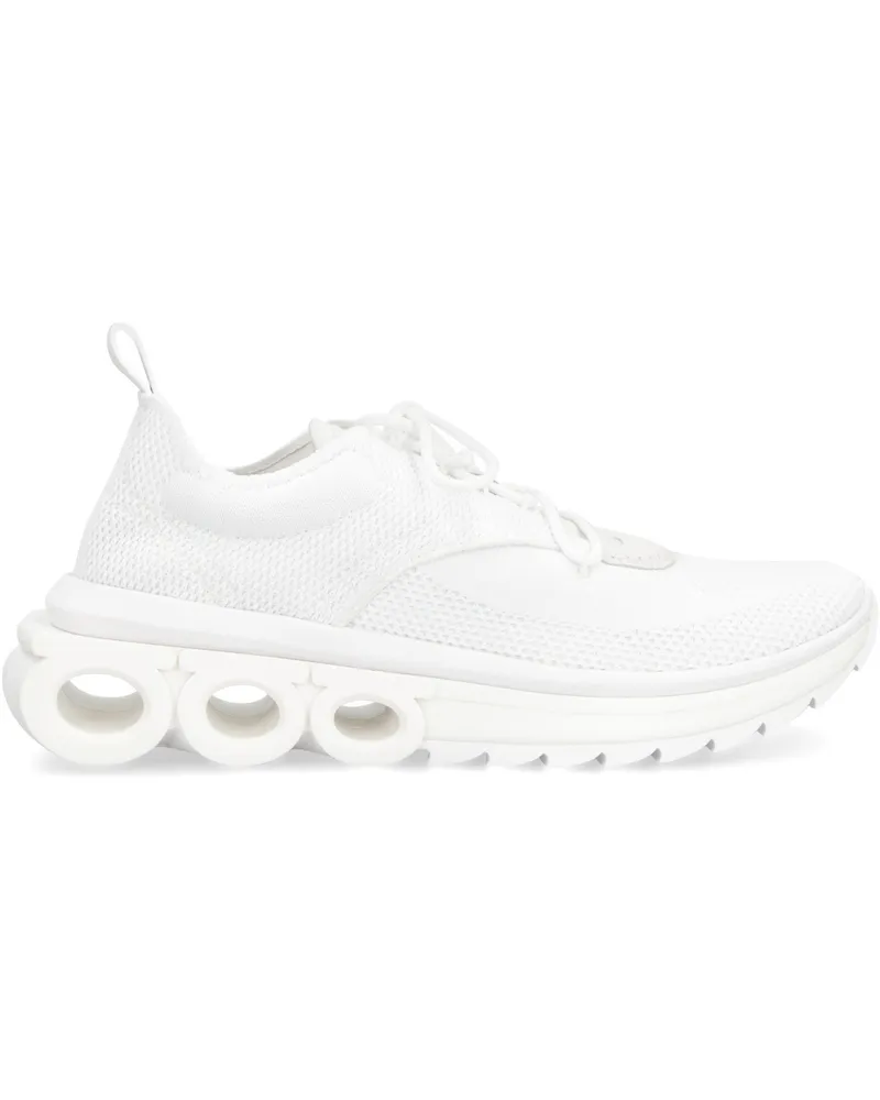 Ferragamo Women's Fabric Low-Top Sneakers White Trainers White