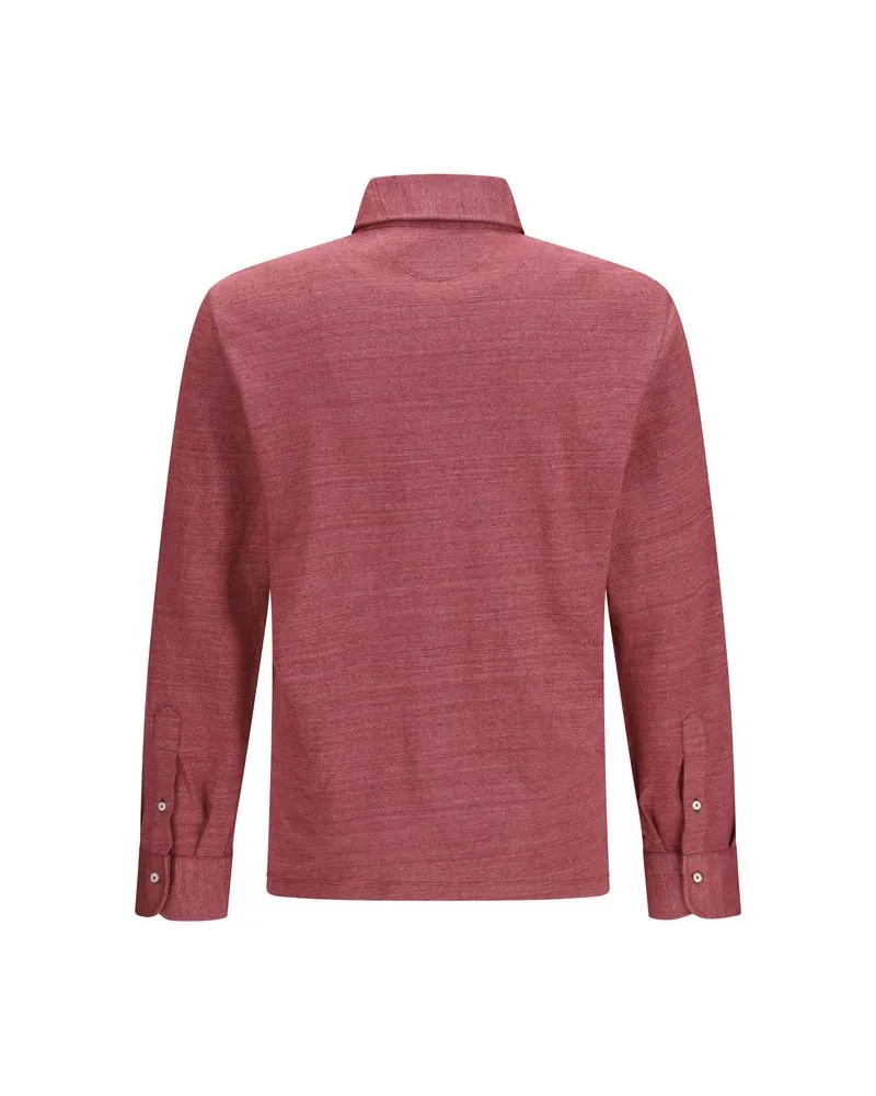 Brunello Cucinelli Men's Multicolor Linen Polo Shirt Red
