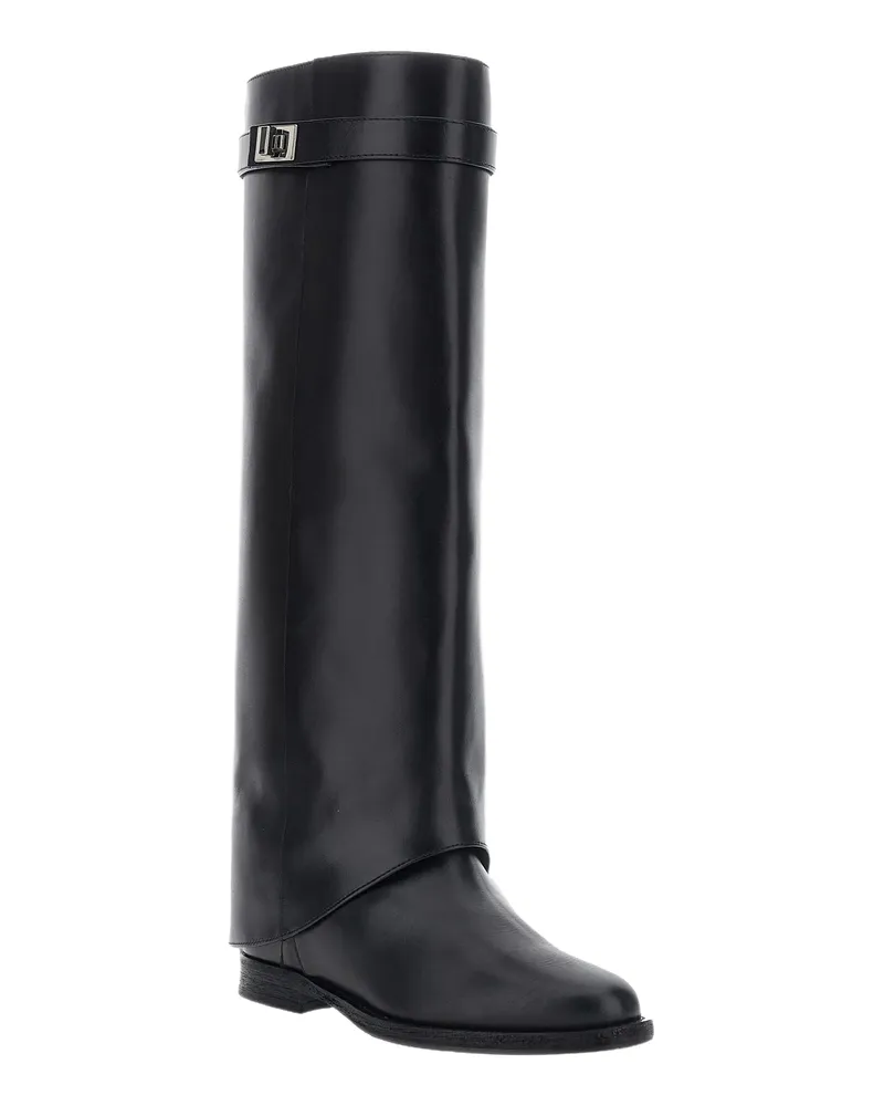 Via Roma 15 Leather with Removable Buckle Boots — Black Black