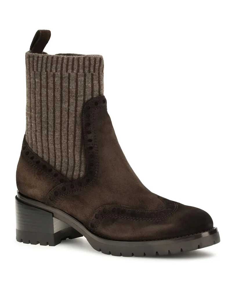 Santoni Women's Suede Ferret Boots Dark Brown Brown