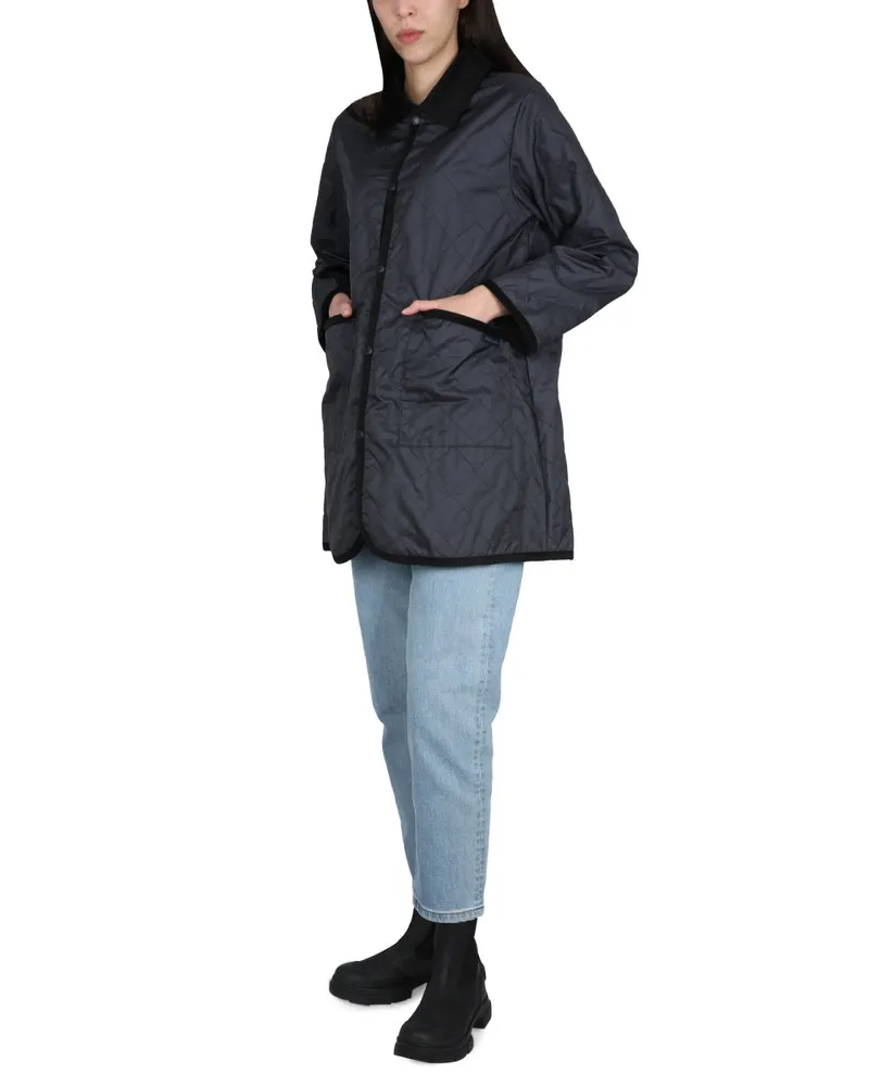 Lavenham Nylon with Velvet Contrast Collar Jacket — Black Black