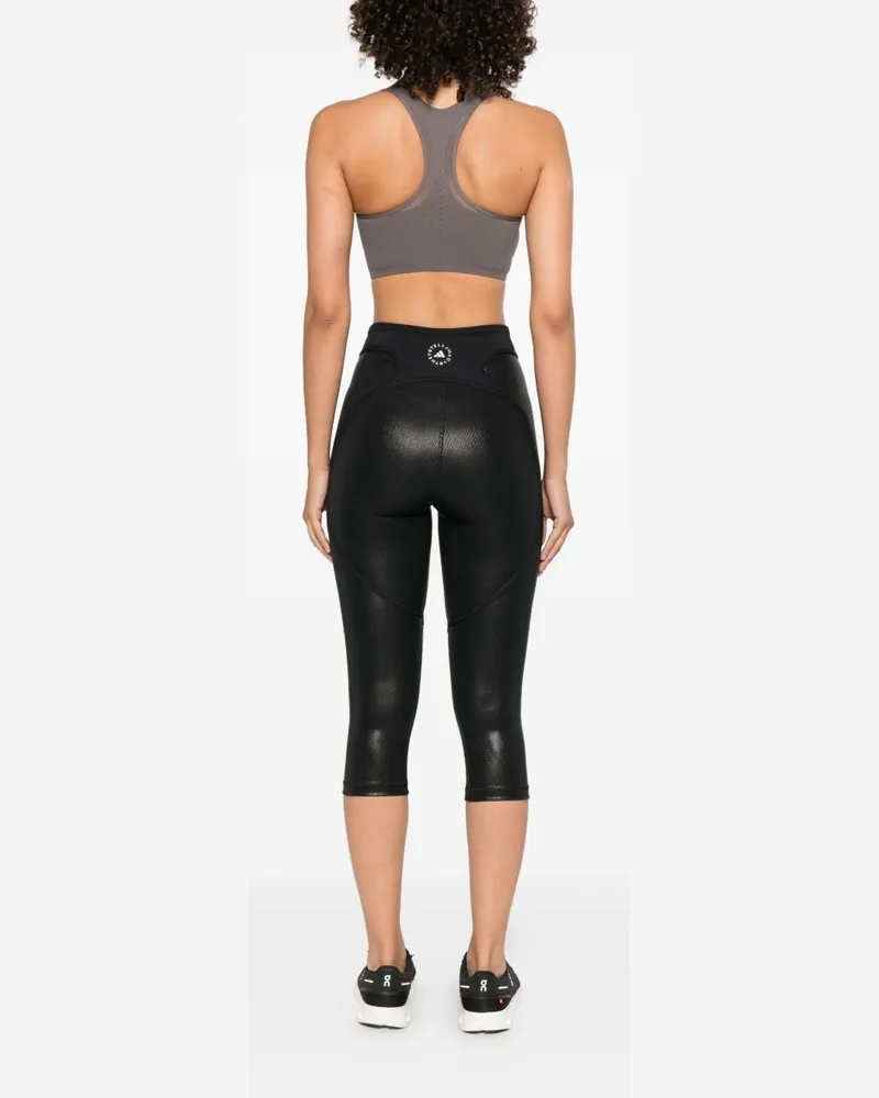 adidas Metallic-Panelled Logo Leggings — Black Black