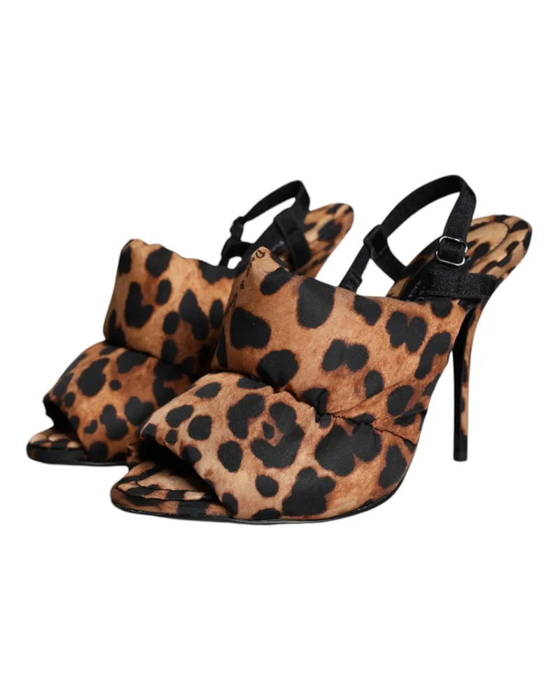 Dolce & Gabbana Women's Brown Leopard Keira Slingback Sandals Shoes Nylon Elastane Brown