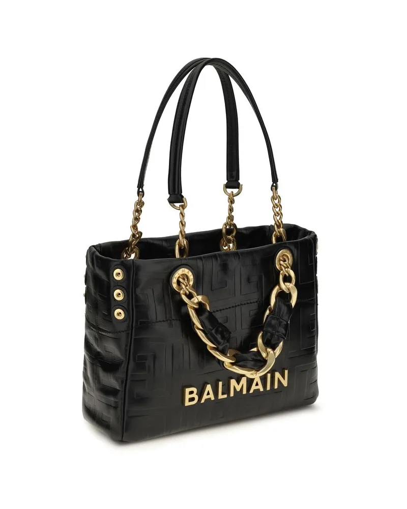 Balmain Women's Black Calf Leather Bos Taurus Shoulder Bag Black