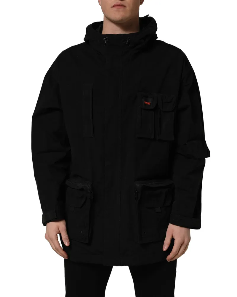 Dolce & Gabbana Black Nylon Men Hooded Windbreaker Jacket Clothing Black