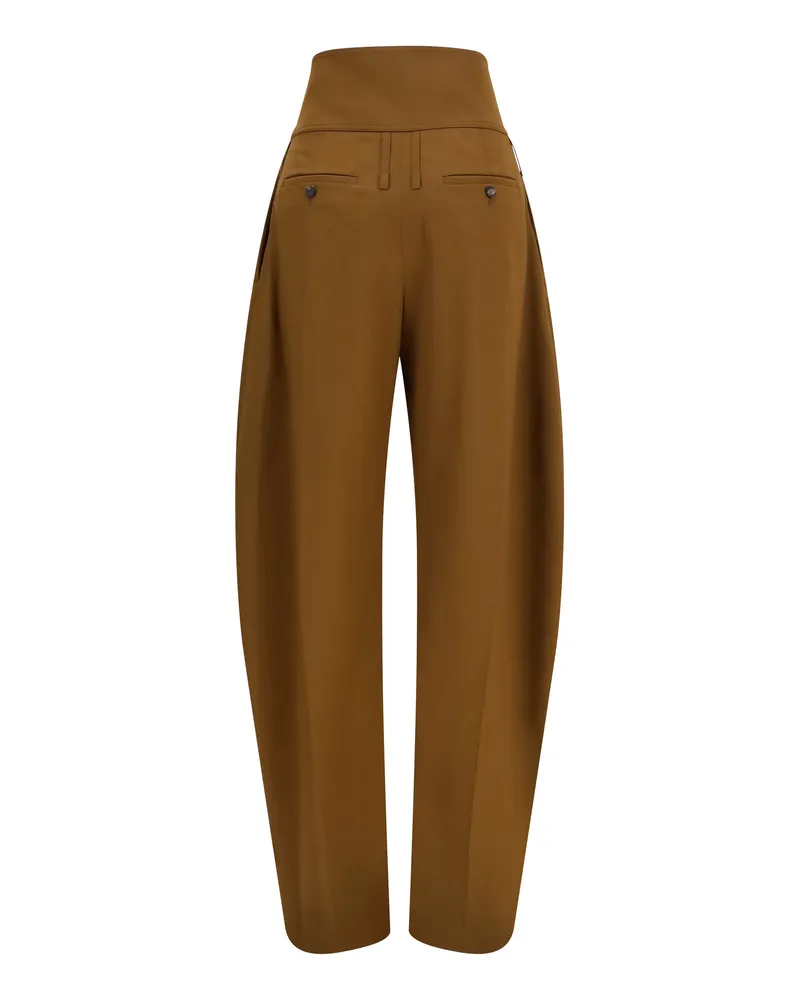 Ferragamo Women's Wide Balloon-Fit Zip Pants Breen Trousers Brown