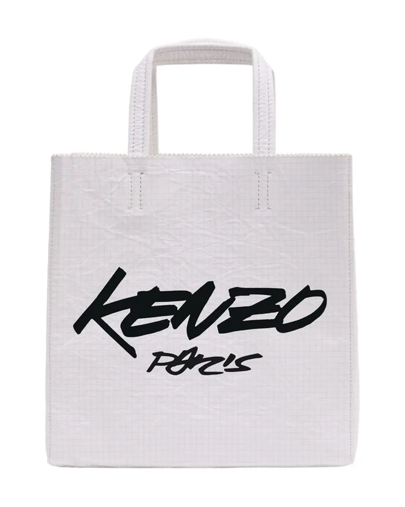 Kenzo Unisex Small Shopping Bag -  Leather White Totes-Shopping-Bags White