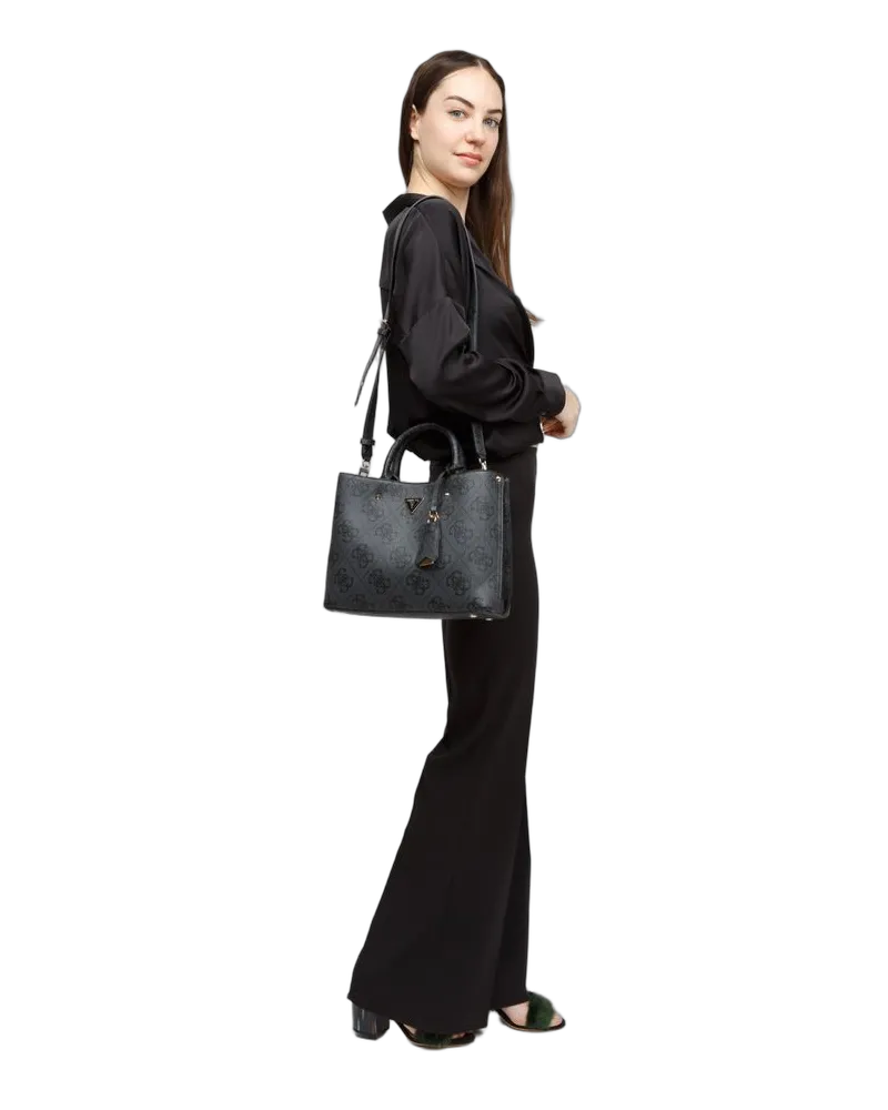 Guess Women's Satchel Coal Logo Polyurethane Satchel-bags Gray
