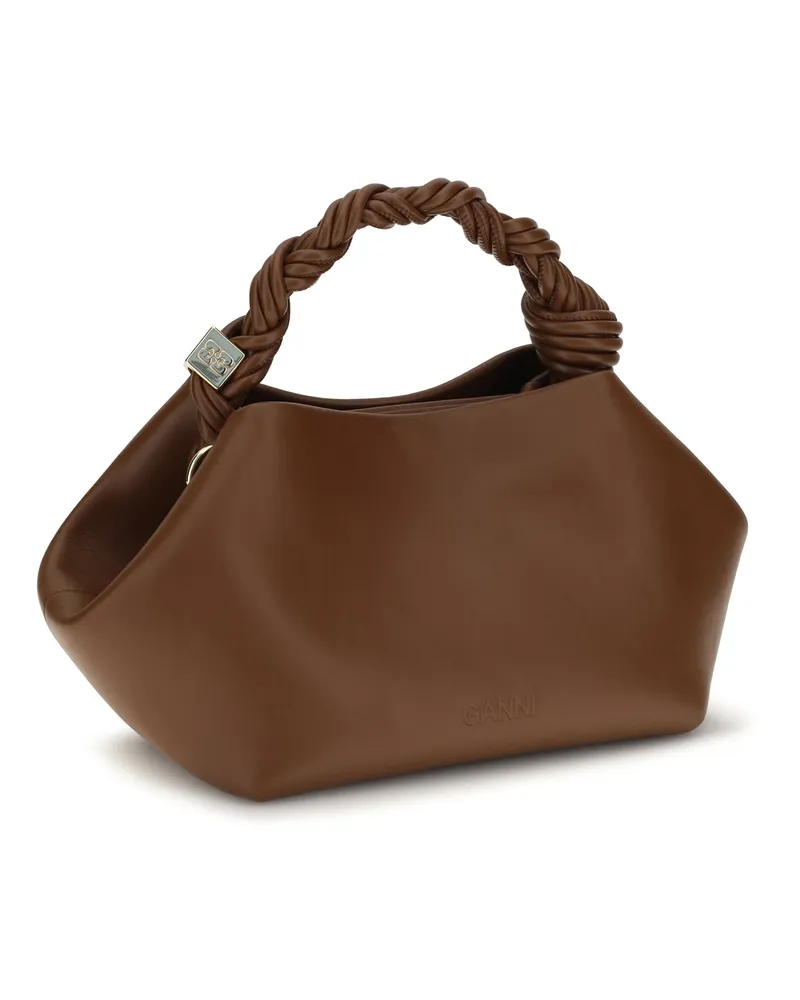 Ganni Bou Leather Top Handle Bag — Brown Brown