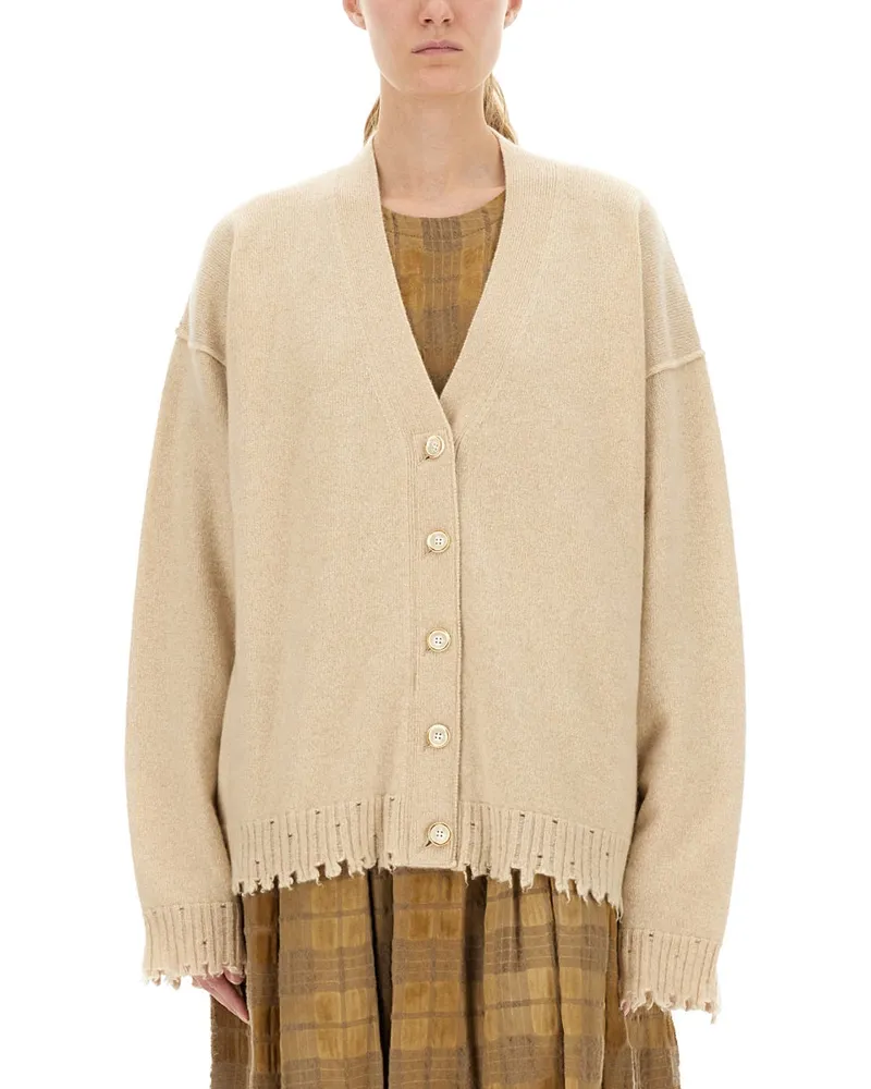 Uma Wang Cashmere Button-Front Cardigan — Beige Beige
