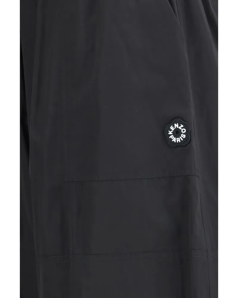 Kenzo Women's Drawstring Cargo Pants Black Polyester Trousers Black