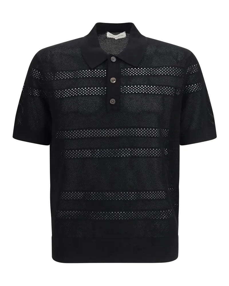 Dries van Noten Men's Polo Shirt Mesh Black Viscose T-shirts And Polos Black
