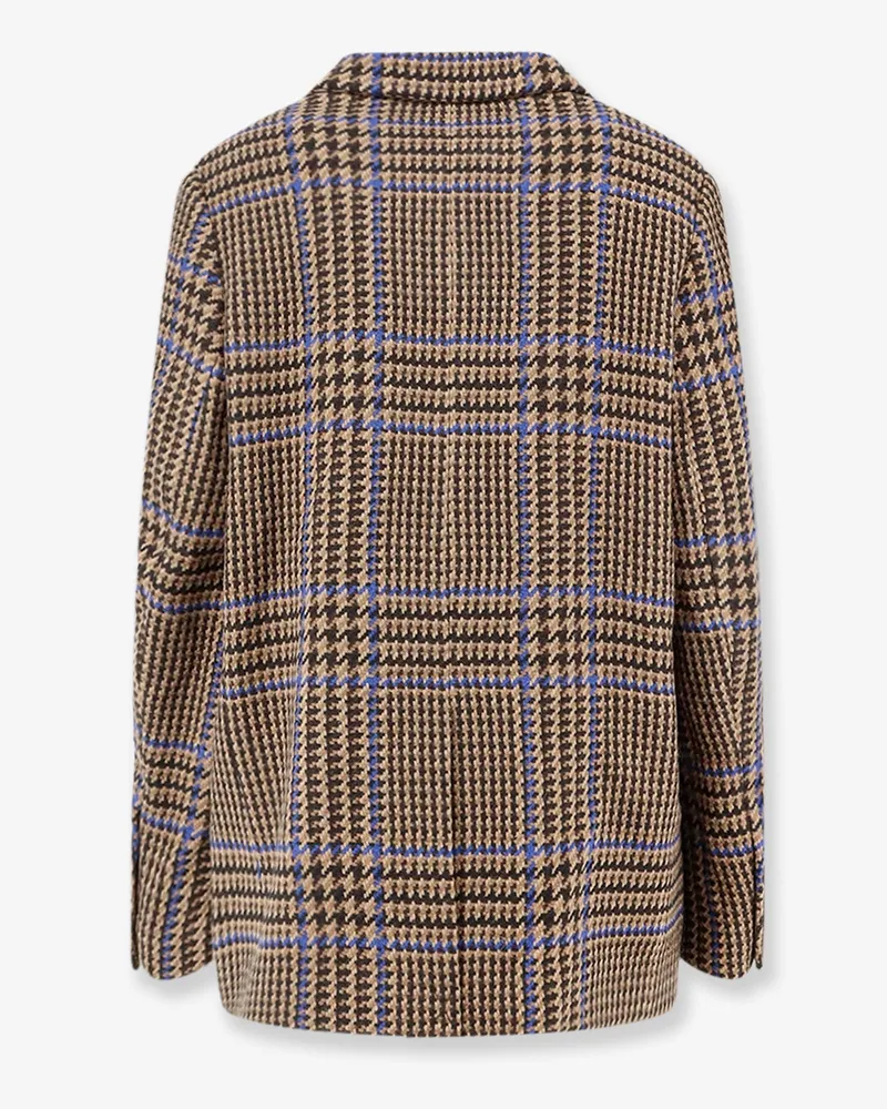 Closed Women Coat Double-Breasted Prince Of Wales Brown Recycled Wool Brown