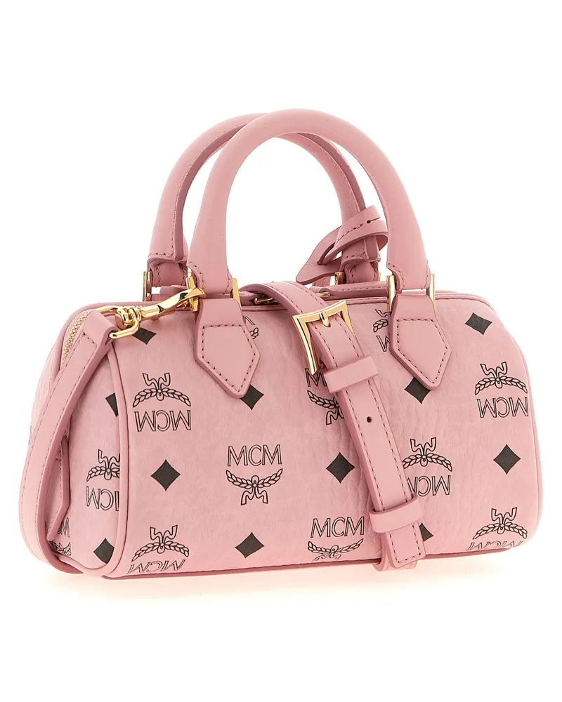 MCM Visetos Monogram Canvas Top Handle Bag — Pink Pink