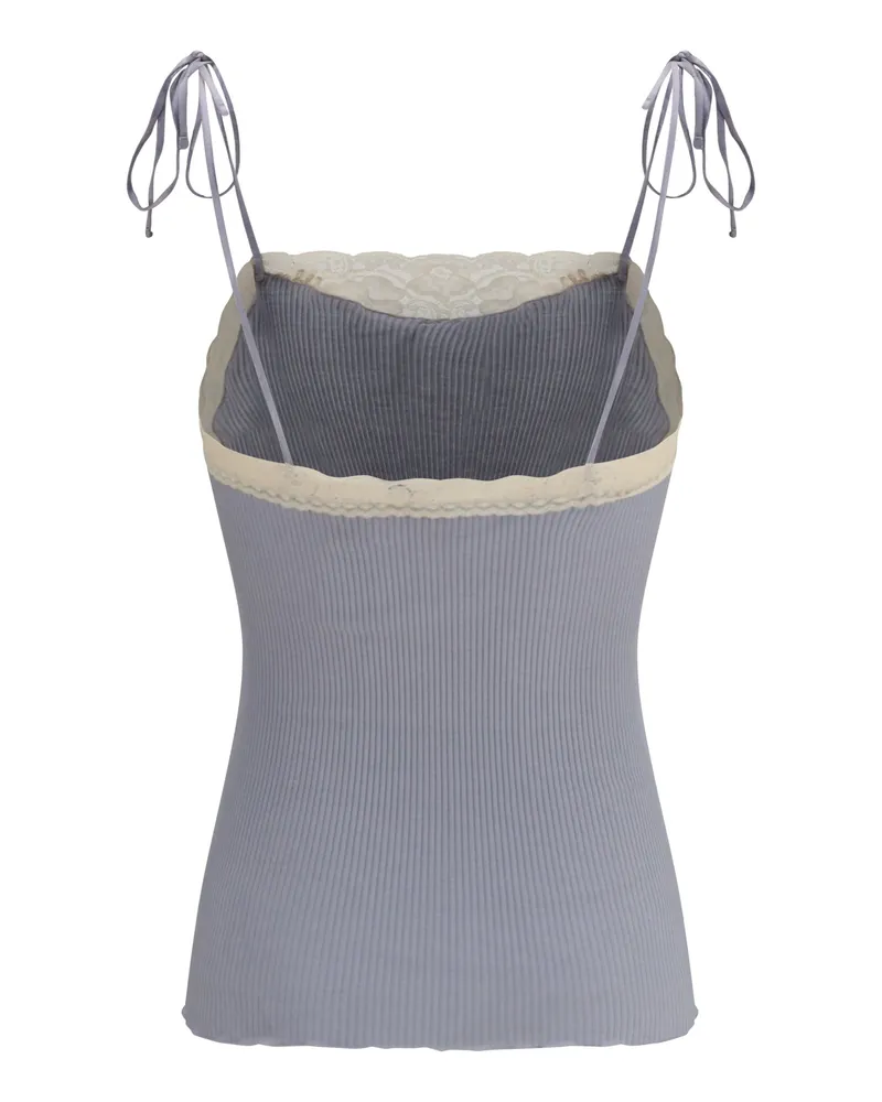 Chloé Women's Jersey And Lace Thin Strap Top Cashmere Grey Kashmir-Capra Hircus Kashmir/capra Gray