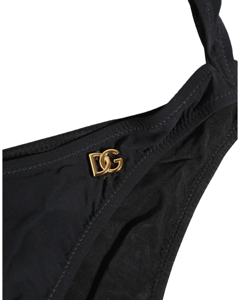 Dolce & Gabbana Women's Black Cutout Logo One Piece Swimsuit Swimwear Nylon Elastane Clothing Black