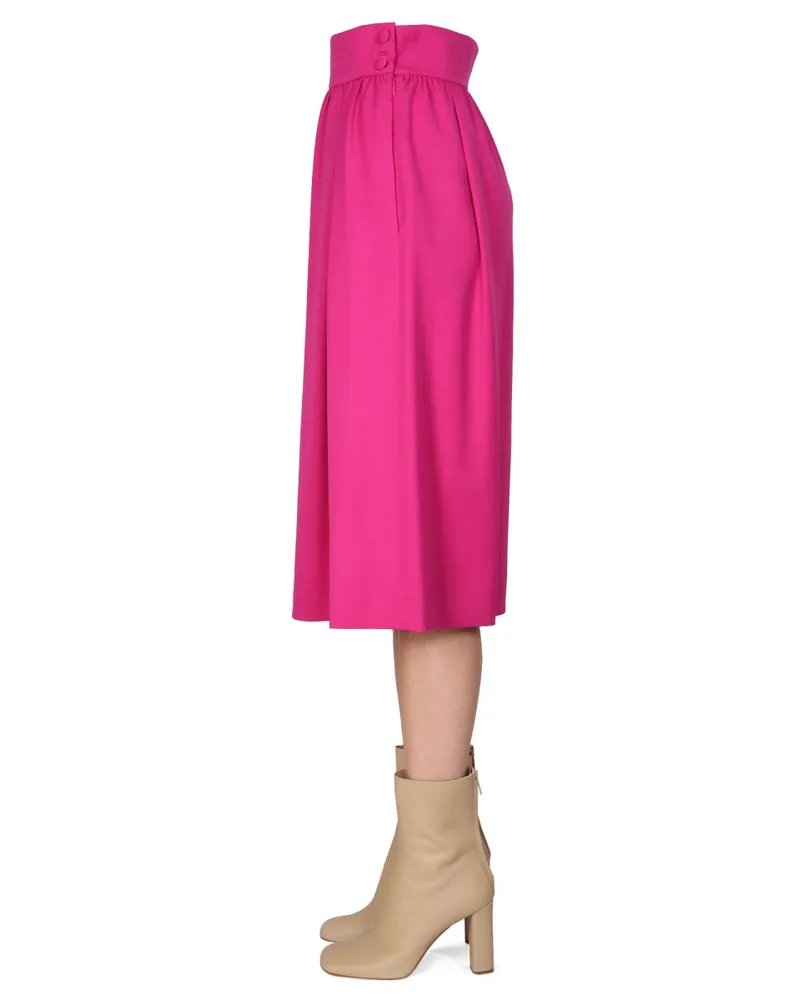 Moschino Flared Midi Virgin Wool Skirt — Purple Purple