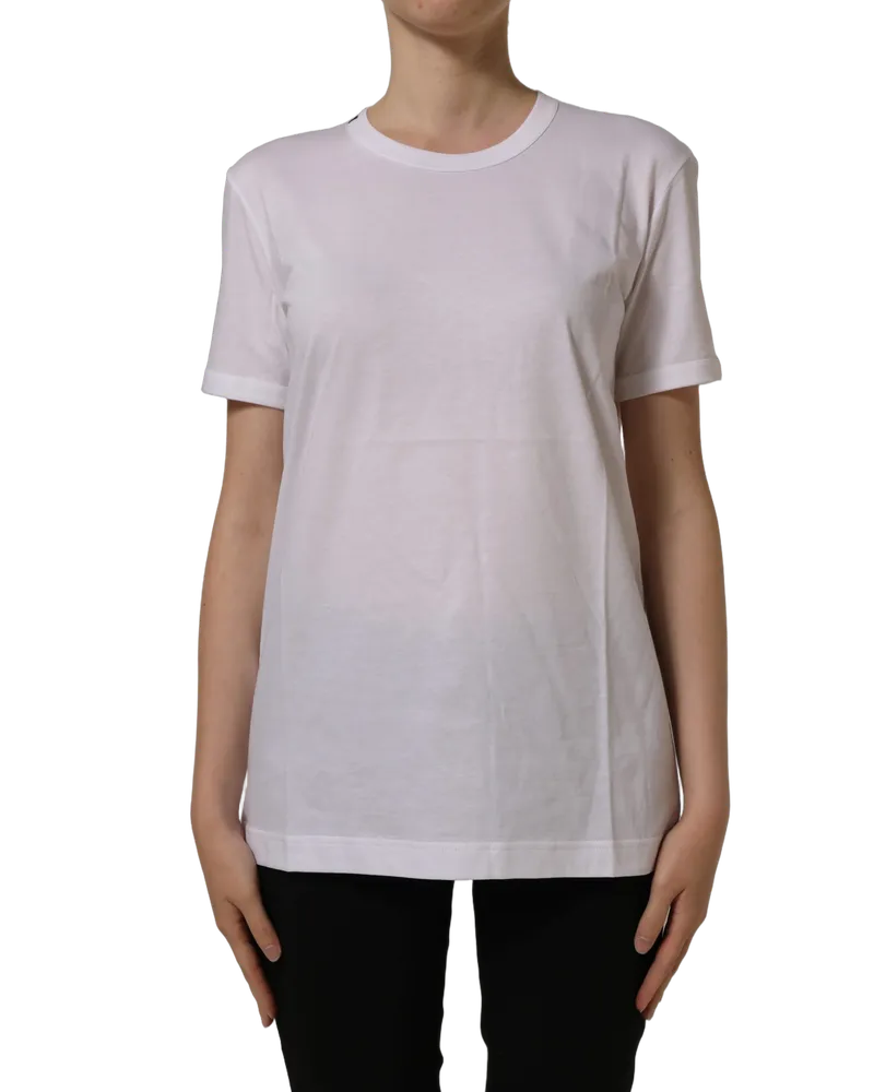 Dolce & Gabbana Women White Cotton Crew Neck Short Sleeves T-Shirt White