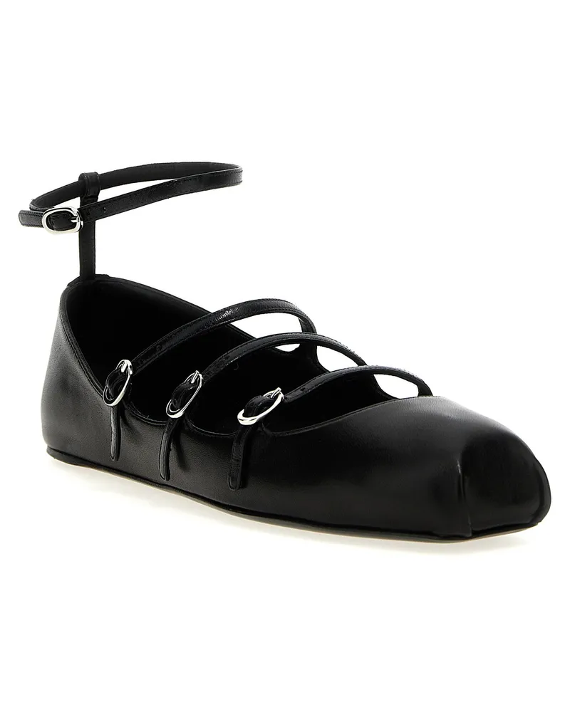 Alexander McQueen Multi-Strap Leather Ballet Flat — Black Black
