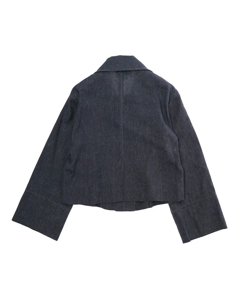 Emporio Armani Girls' Double-Breasted Jacket Linen Black Blazers Black