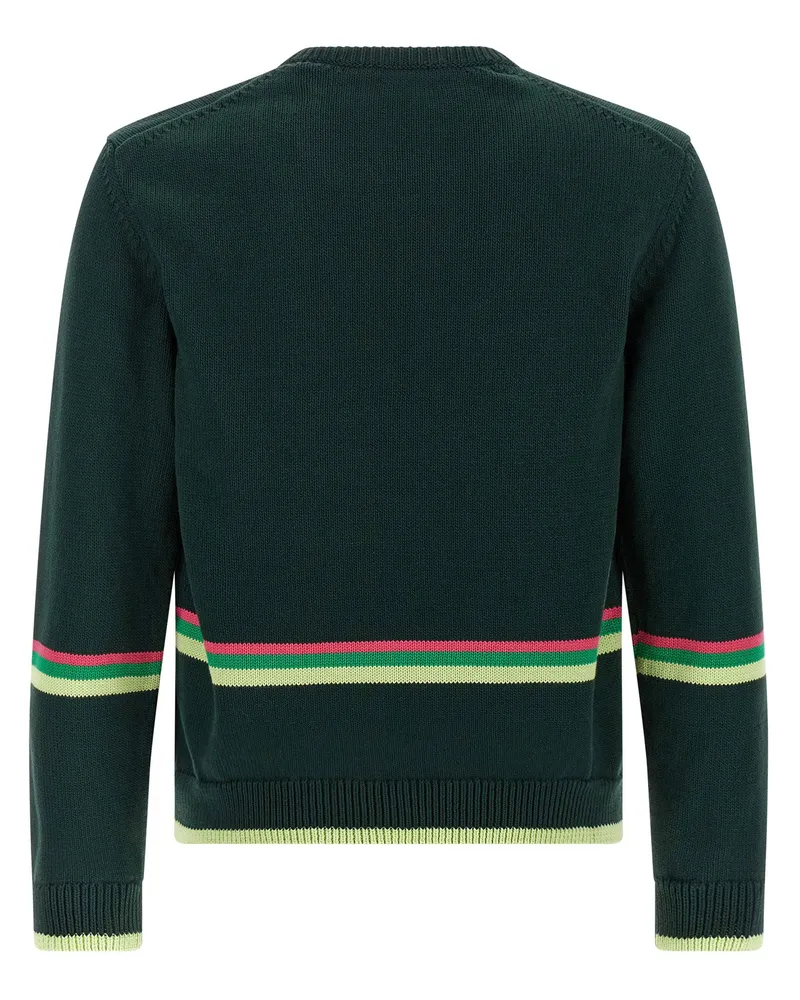 J.W.Anderson Sheep-Intarsia Cotton Sweater — Green Green